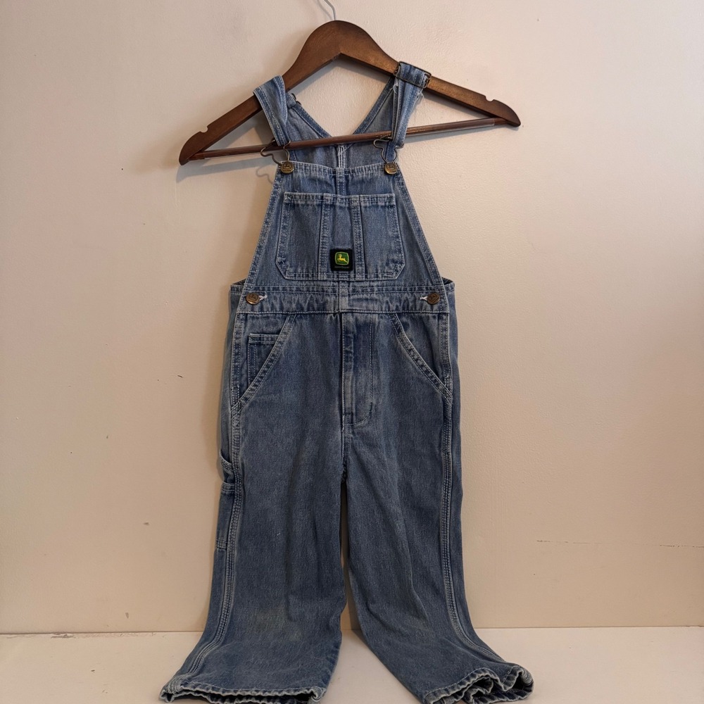 John Deere Kids Sz 5 Blue Denim Overalls Workwear Dungarees Classic